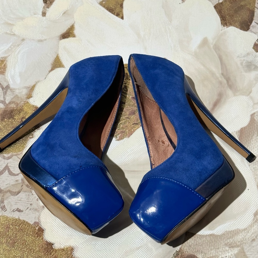 Aldo Suede Leather Pointed Toe High Heels, Pumps Size 6 Blue - Picture 8 of 10